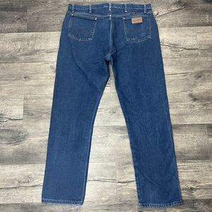 Wrangler Mens Straight Jeans 42 x 33 Blue 13MWZ Medium Wash Cotton Denim